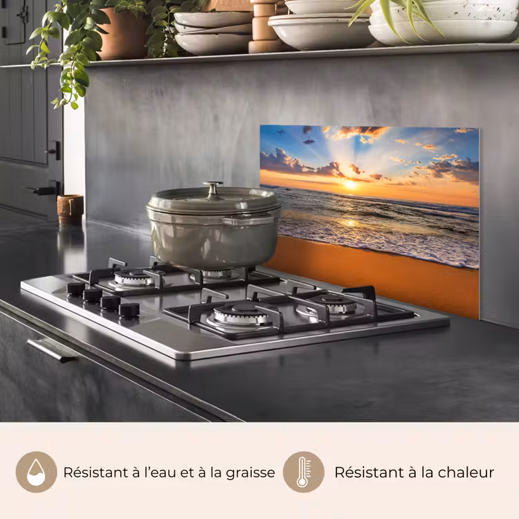 Fond de hotte - Plage - Coucher de soleil - Mer - Nuages - Horizon — 2