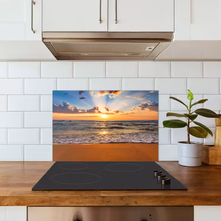Fond de hotte - Plage - Coucher de soleil - Mer - Nuages - Horizon — 3