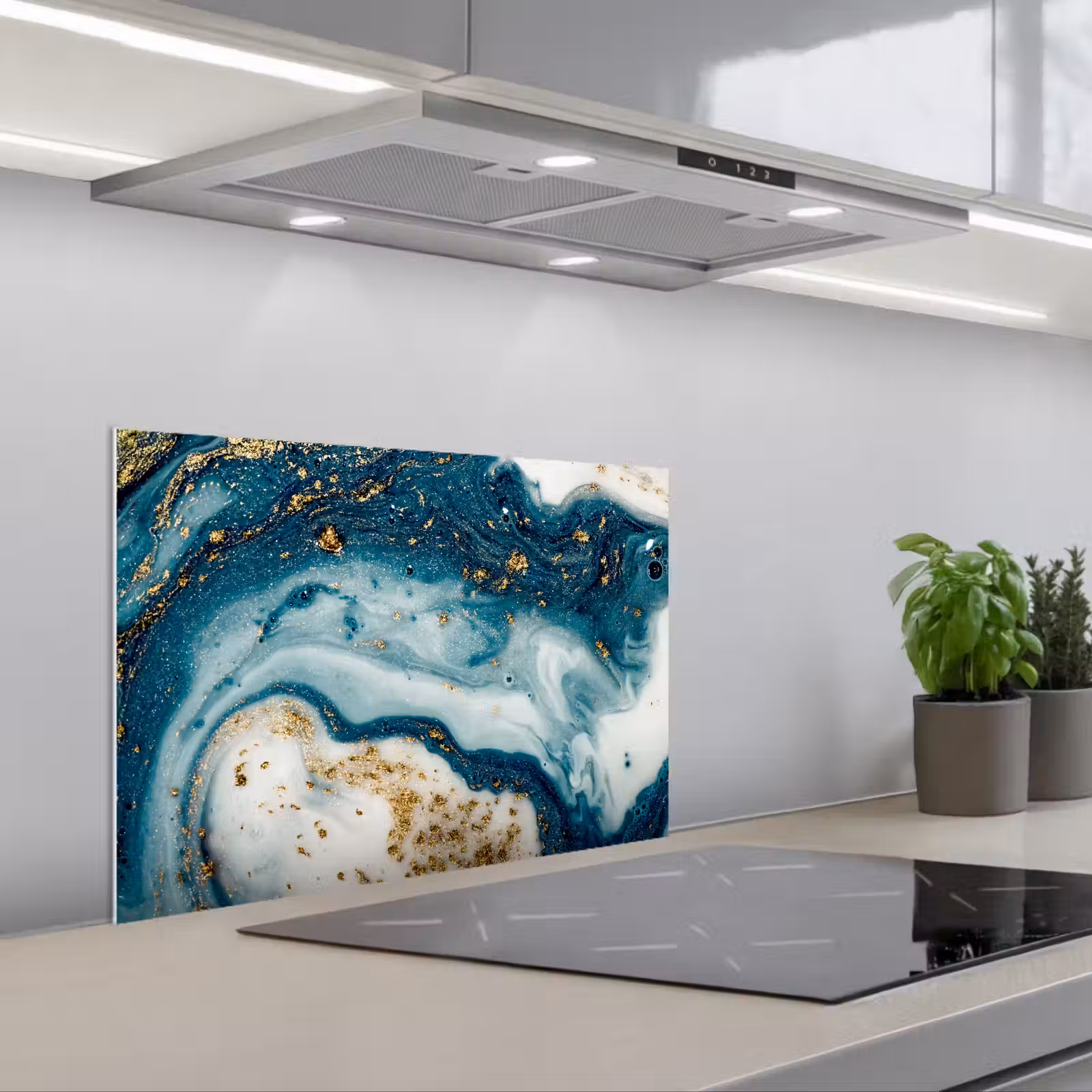 Fond de hotte - Marbre - Peinture - Paillettes - Or — 1