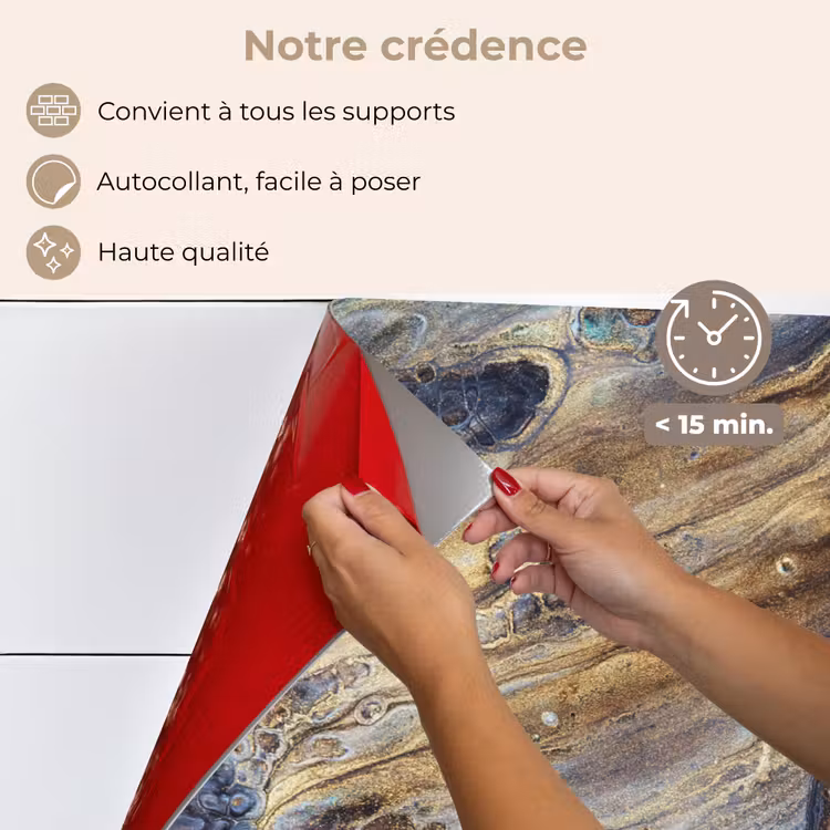 Fond de hotte - Marbre - Or - Aquarelle - Texture - Aspect marbre — 4