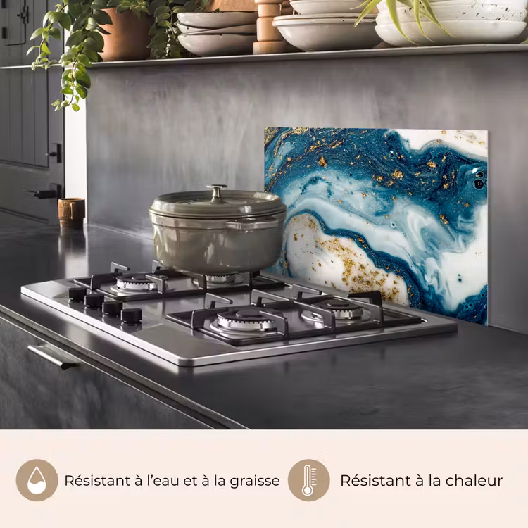 Fond de hotte - Marbre - Peinture - Paillettes - Or — 2