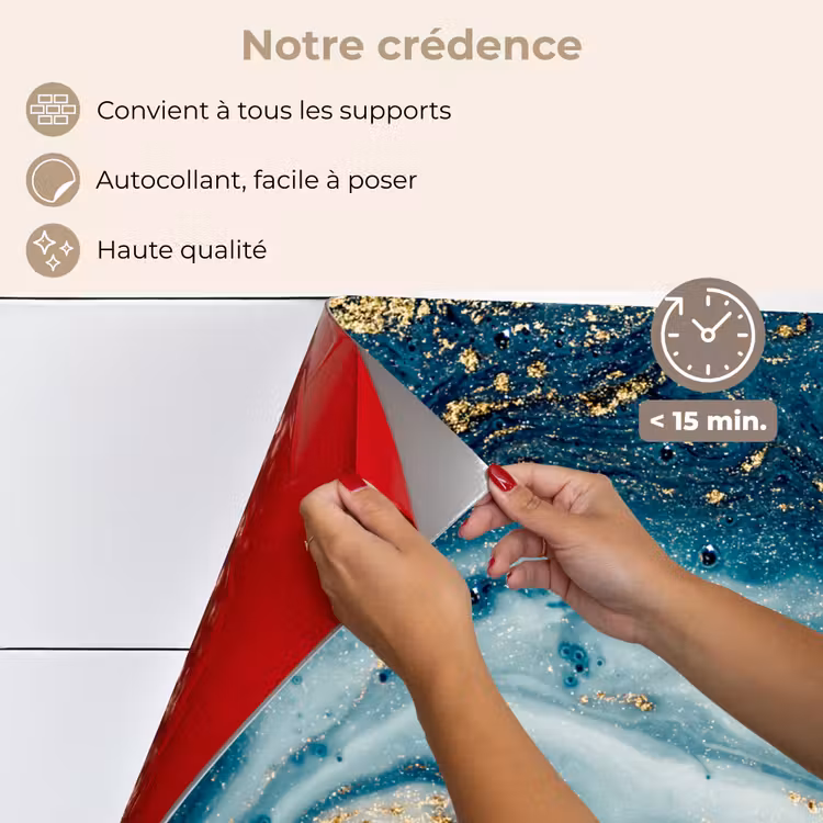 Fond de hotte - Marbre - Peinture - Paillettes - Or — 4