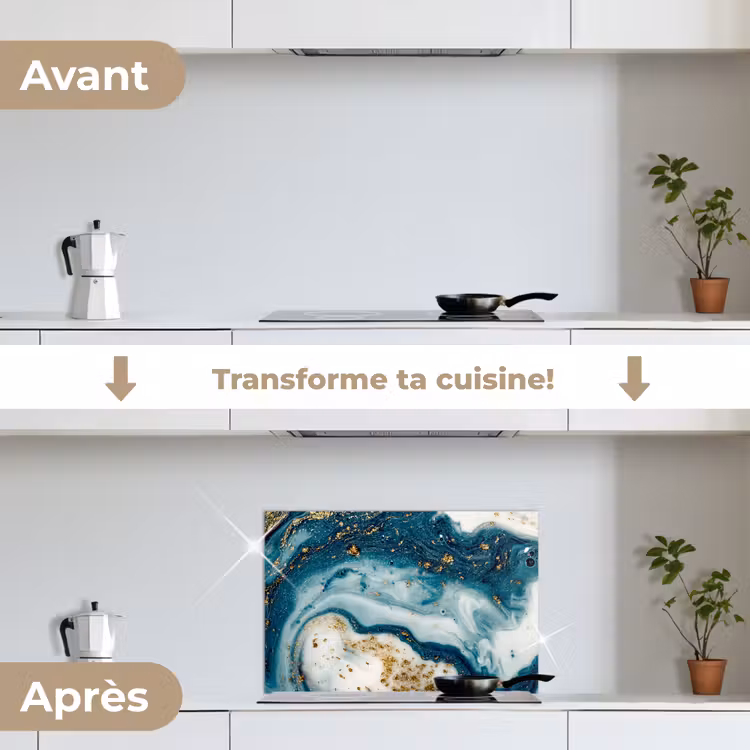 Fond de hotte - Marbre - Peinture - Paillettes - Or — 7