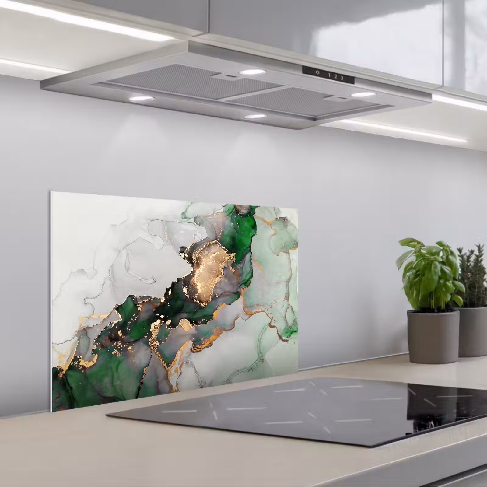 Fond de hotte - Marbre - Or - Vert - Luxe — 1