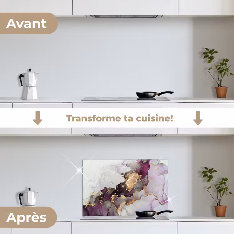 Fond de hotte - Marbre - Abstrait - Or - Violet — 7