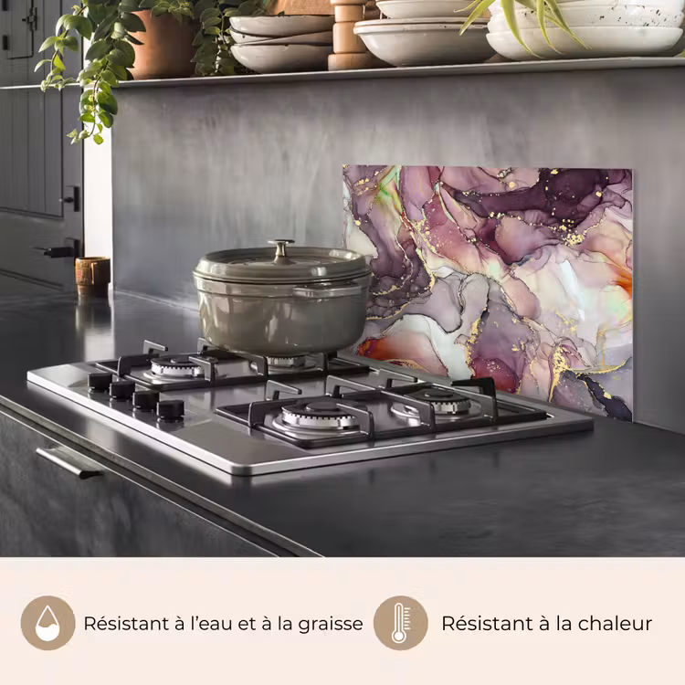 Fond de hotte - Marbre - Rouge - Violet - Or — 2