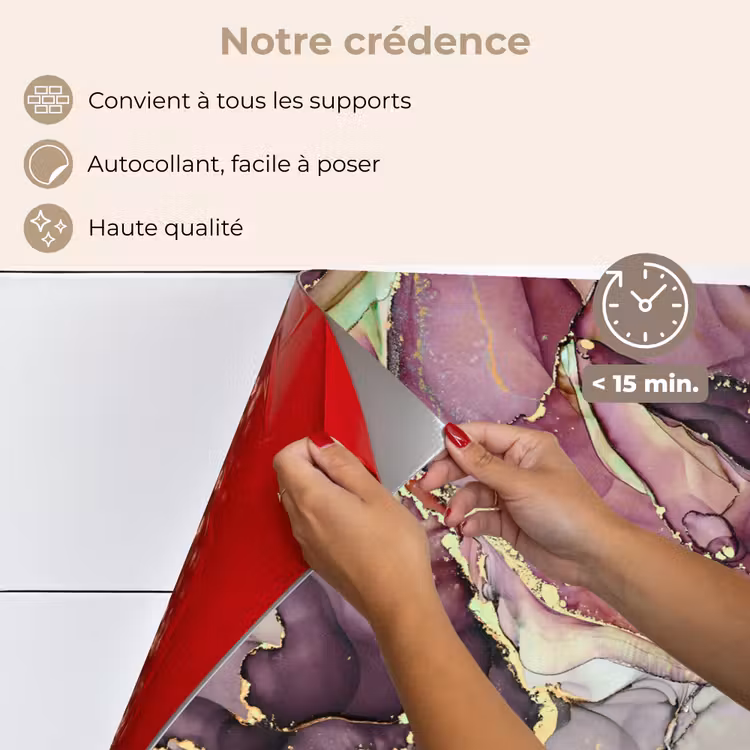 Fond de hotte - Marbre - Rouge - Violet - Or — 4