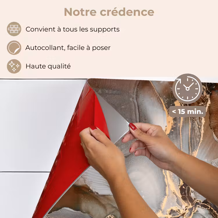 Fond de hotte - Gris - Or - Marbre - Aspect marbre — 4