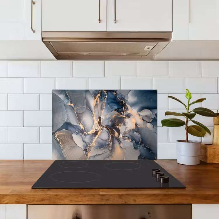 Fond de hotte - Marbre - Gris - Bleu - Luxe - Or — 3