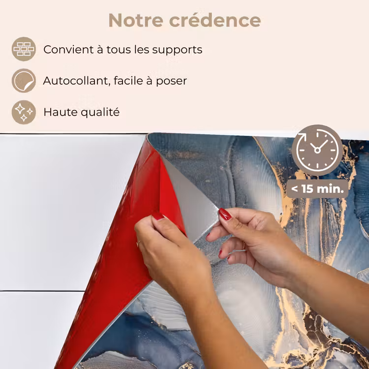 Fond de hotte - Marbre - Gris - Bleu - Luxe - Or — 4