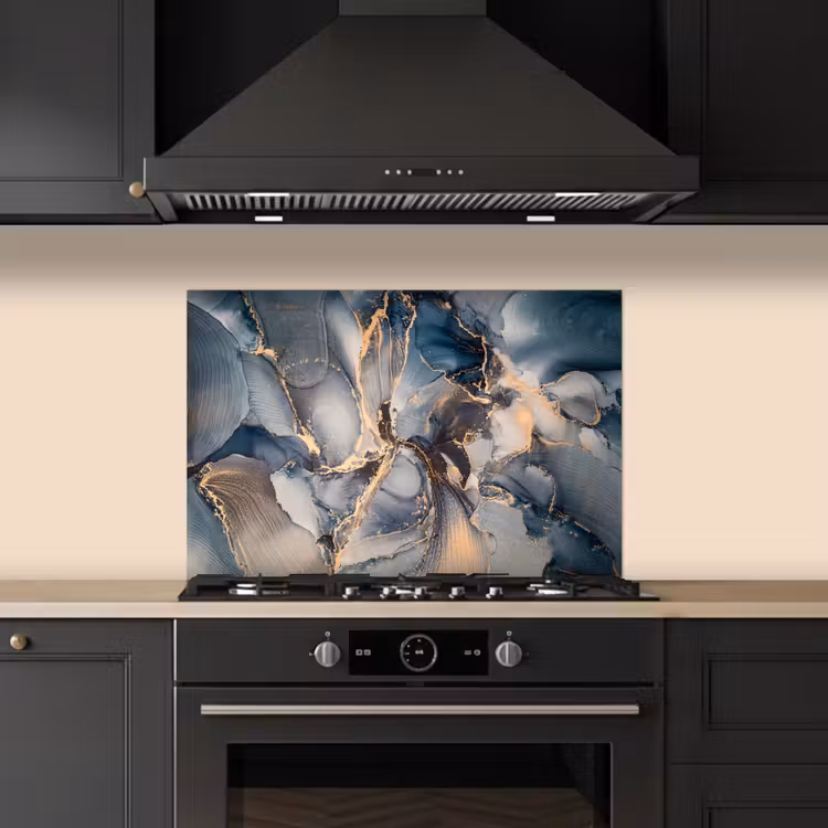 Fond de hotte - Marbre - Gris - Bleu - Luxe - Or — 5