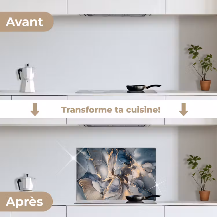 Fond de hotte - Marbre - Gris - Bleu - Luxe - Or — 7