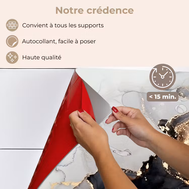 Fond de hotte - Noir - Marbre - Luxe - Or — 4