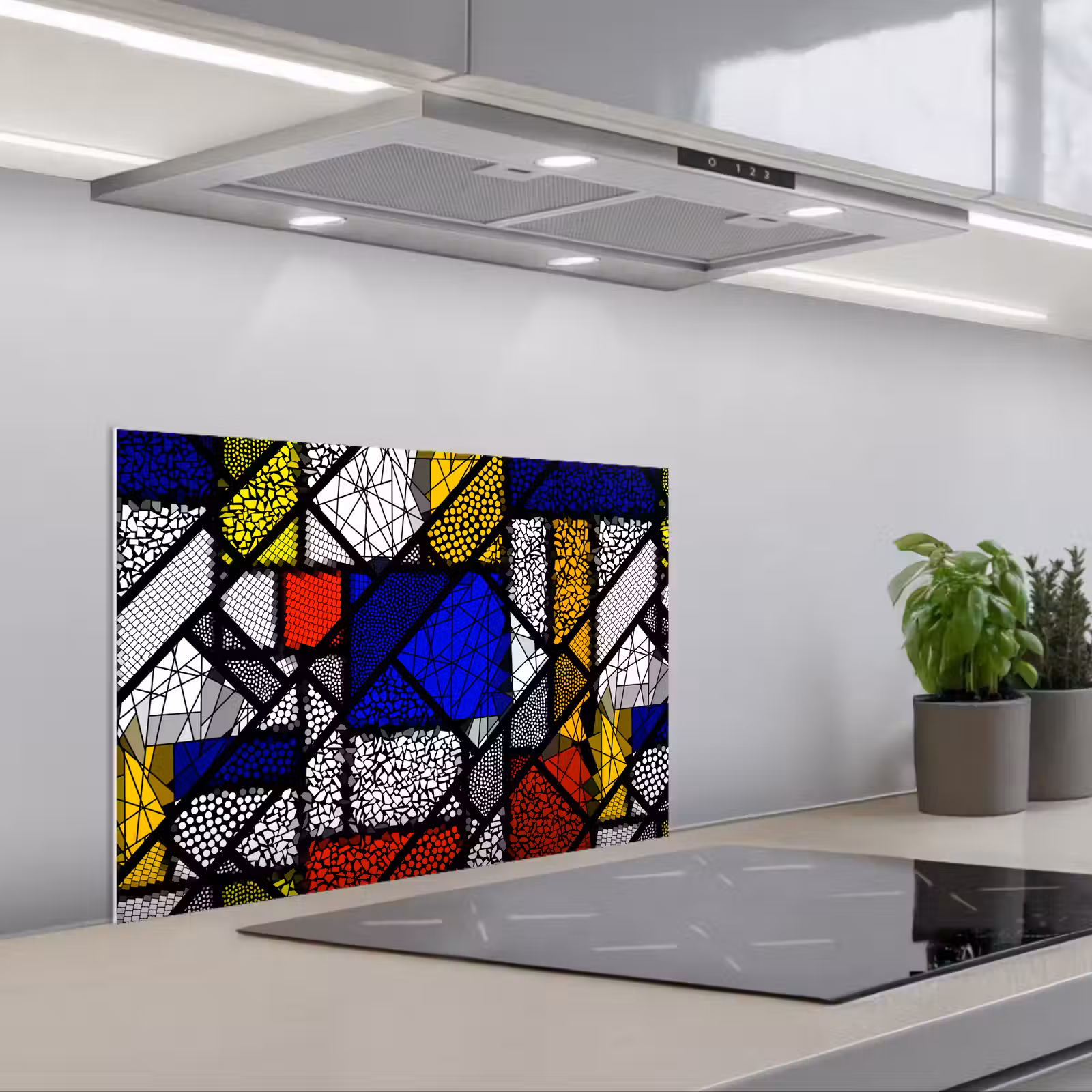 Fond de hotte - Mondrian - Vitrail - Maîtres anciens - Œuvre d'art - Abstrait - Peinture — 1