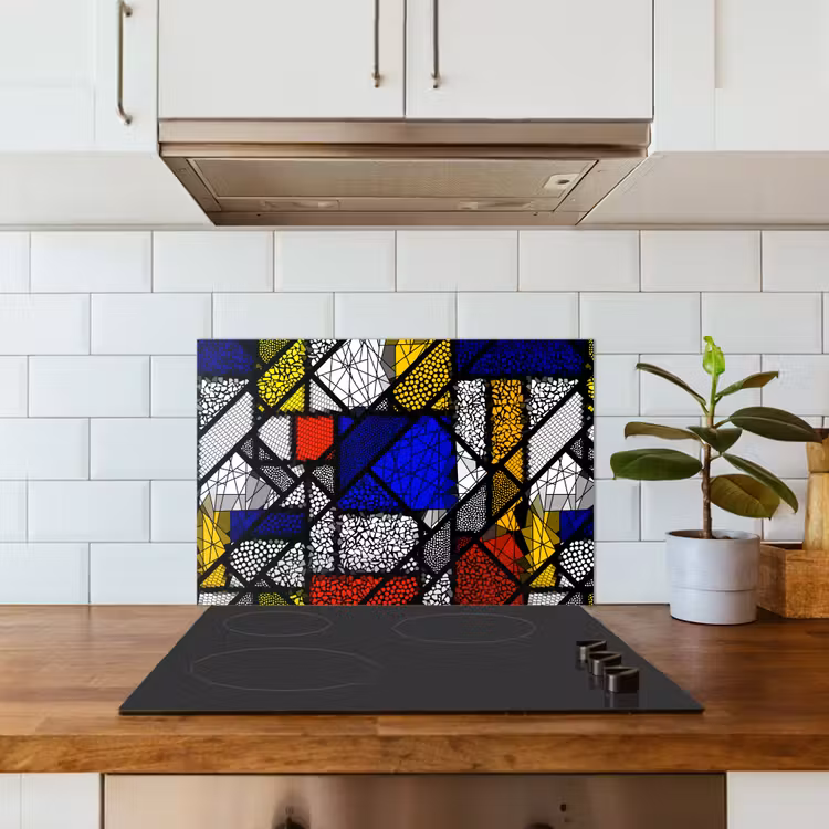Fond de hotte - Mondrian - Vitrail - Maîtres anciens - Œuvre d'art - Abstrait - Peinture — 3