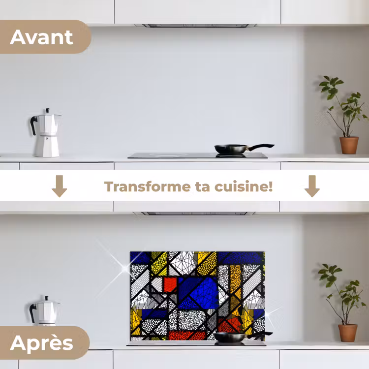 Fond de hotte - Mondrian - Vitrail - Maîtres anciens - Œuvre d'art - Abstrait - Peinture — 7