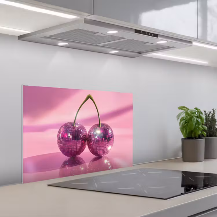 Fond de hotte - Paillettes - Boule disco - Rose - Cerise — 1