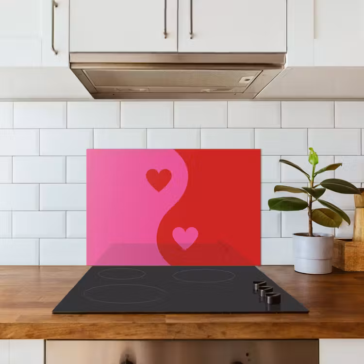 Fond de hotte - Minimaliste - Rouge - Rose - Coeurs — 3