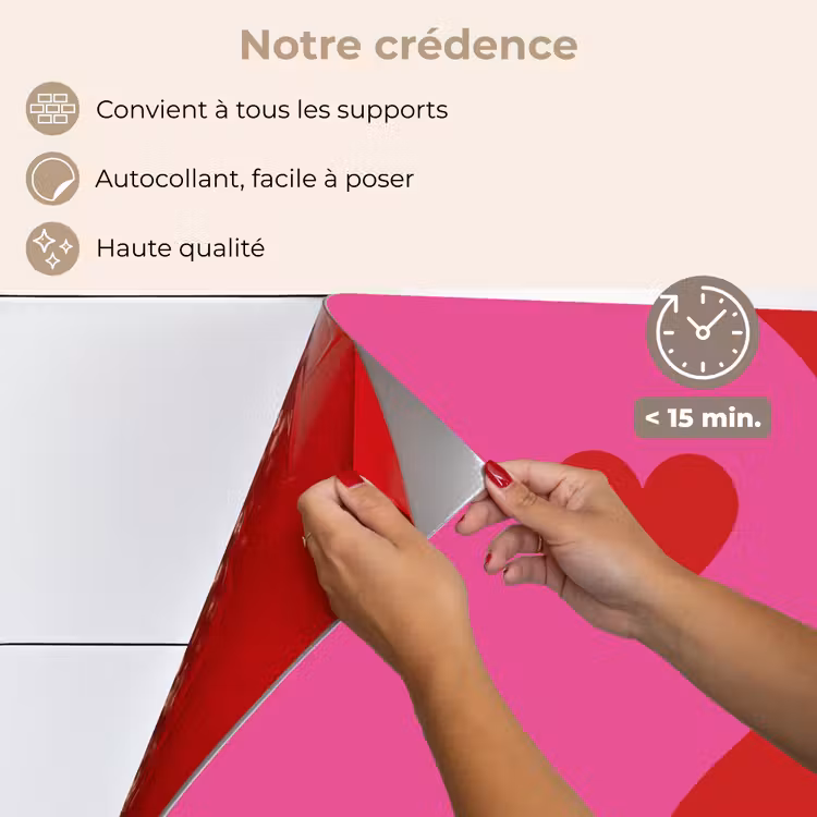 Fond de hotte - Minimaliste - Rouge - Rose - Coeurs — 4