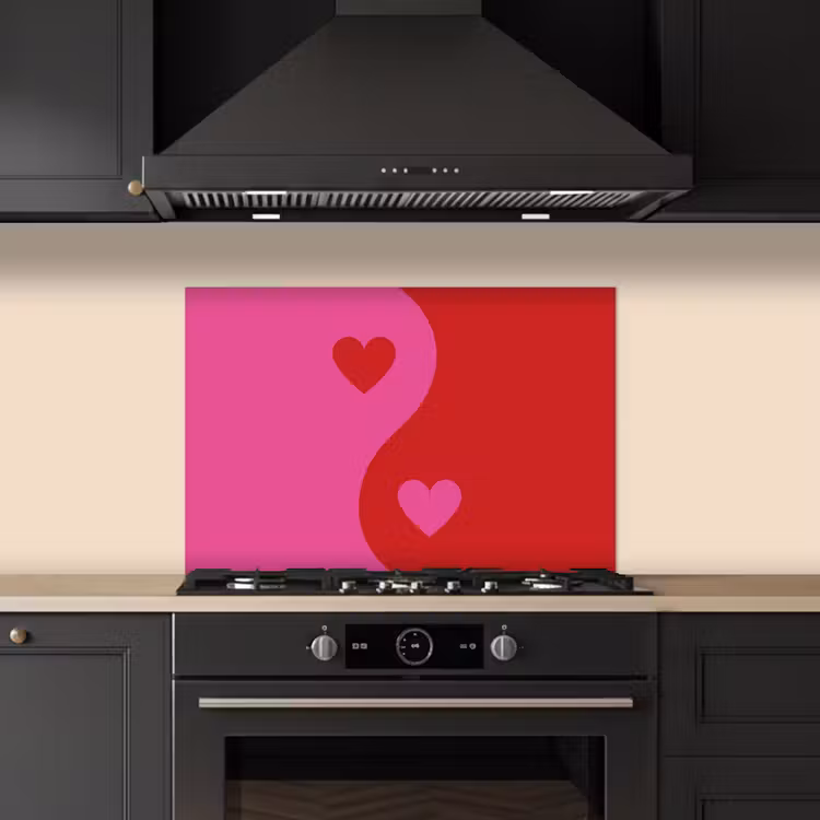 Fond de hotte - Minimaliste - Rouge - Rose - Coeurs — 5
