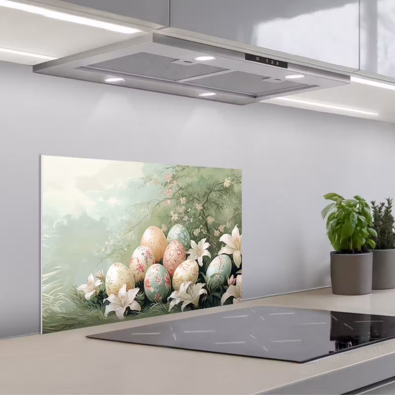 Fond de hotte - Oeufs de Pâques - Teintes pastel - Fleurs — 1