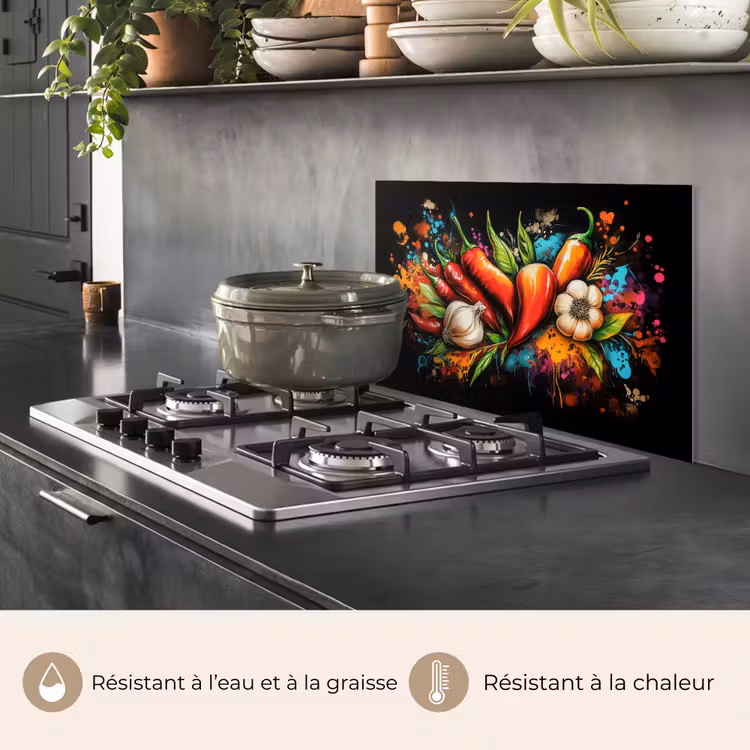 Fond de hotte - Légume - Poivre - Ail - Graffiti - Peinture - Coloré — 2