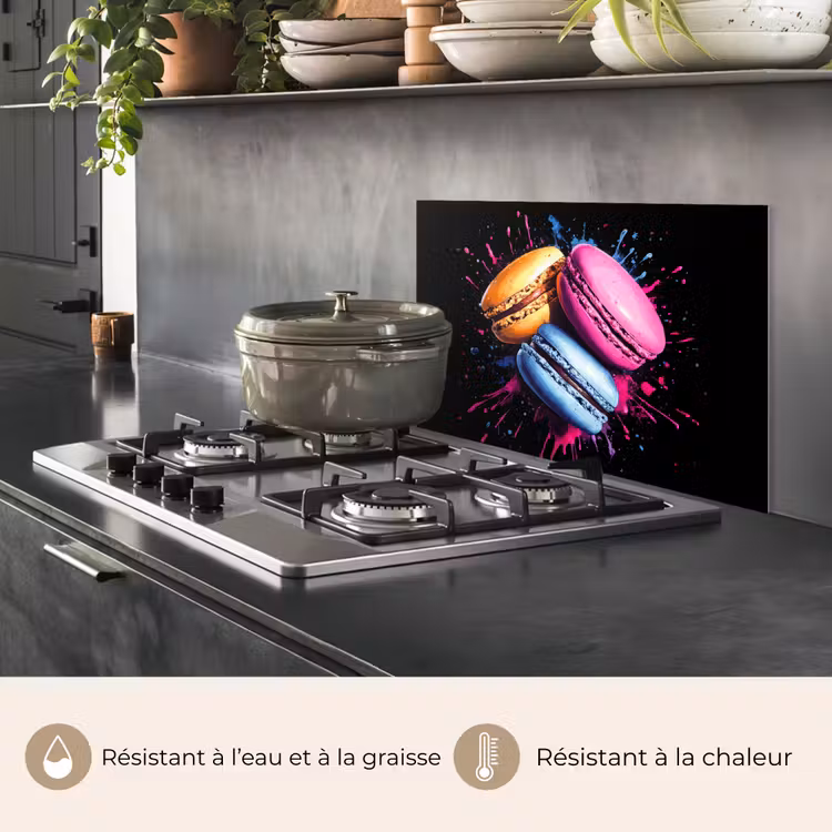 Fond de hotte - Macarons - Dessert - Graffiti - Coloré - Rose - Bleu - Jaune — 2