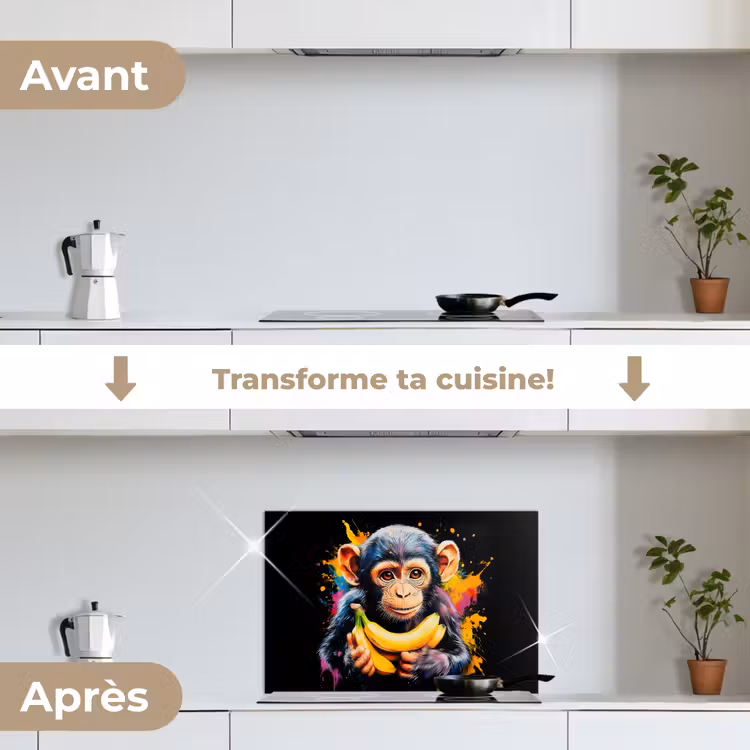 Fond de hotte - Singe - Graffiti - Coloré - Bananes - Moderne — 7