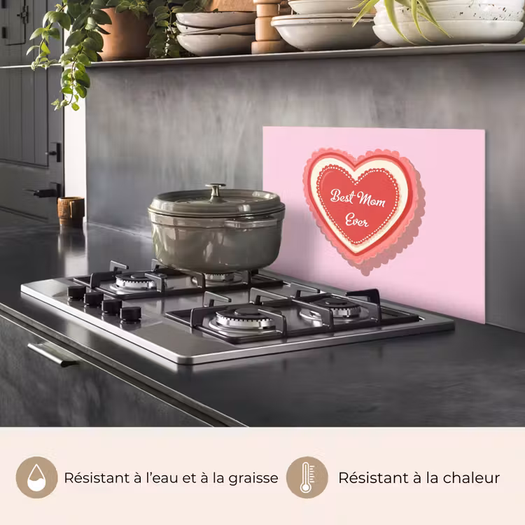 Fond de hotte - Texte - Coeur - Mère - Rose — 2