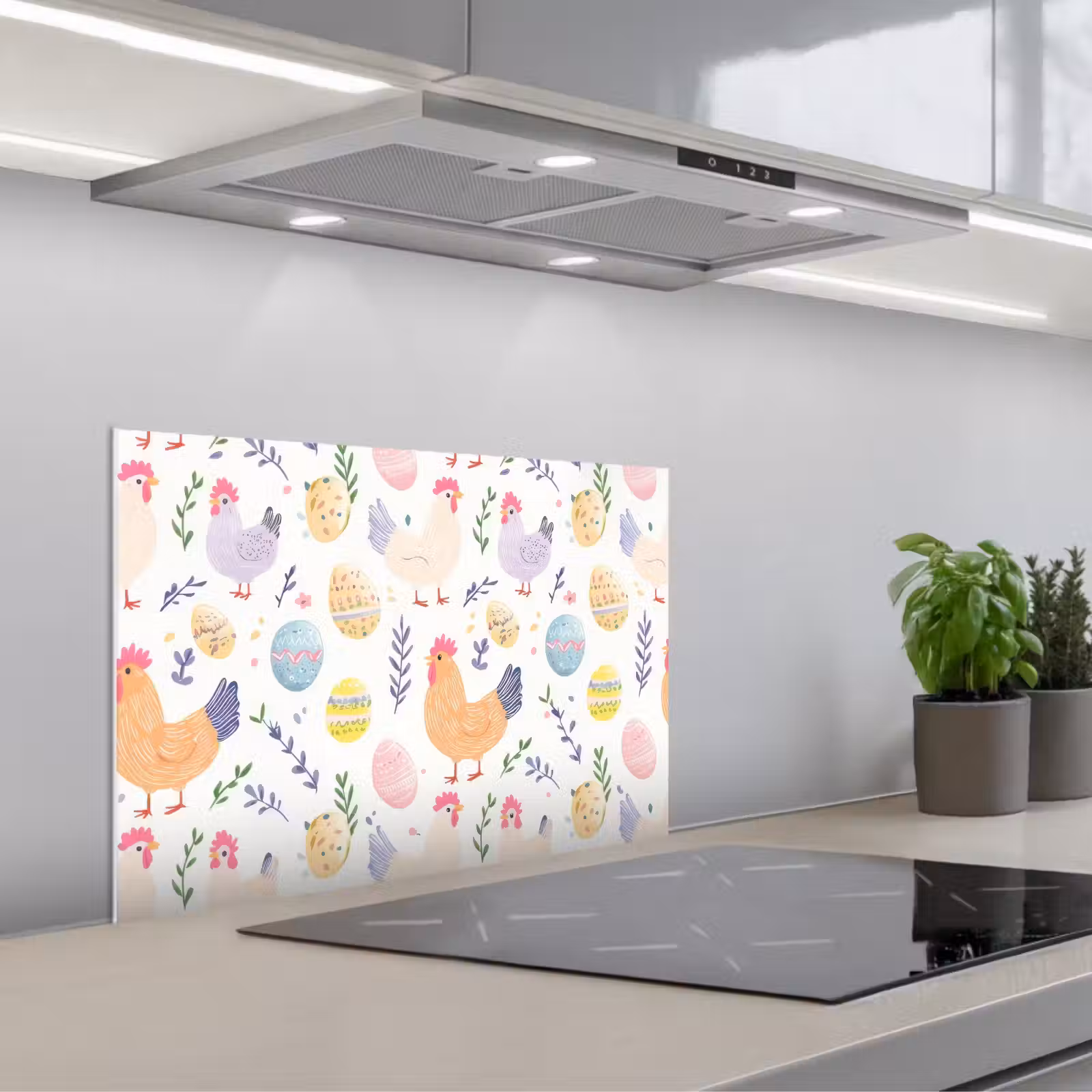 Fond de hotte - Motif - Poulet - Œufs de Pâques — 1