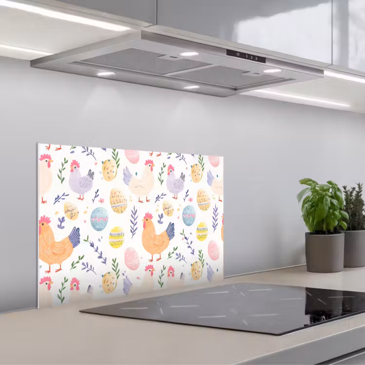 Fond de hotte - Motif - Poulet - Œufs de Pâques — 1