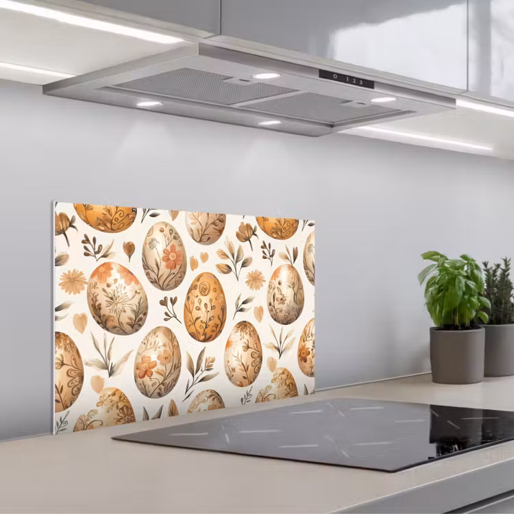 Fond de hotte - Oeufs de Pâques - Marron - Fleurs — 1