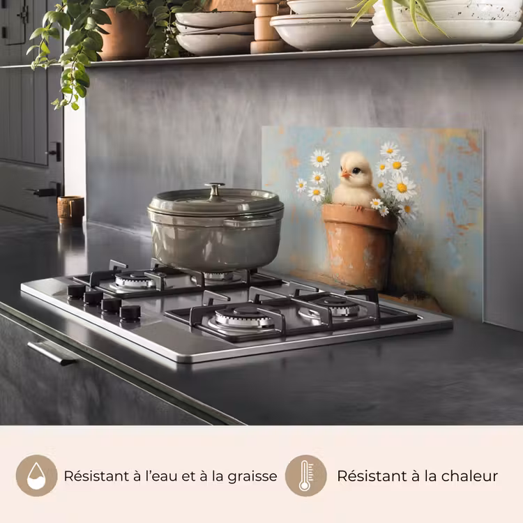 Fond de hotte - Pot de fleurs - Poussin - Fleurs — 2