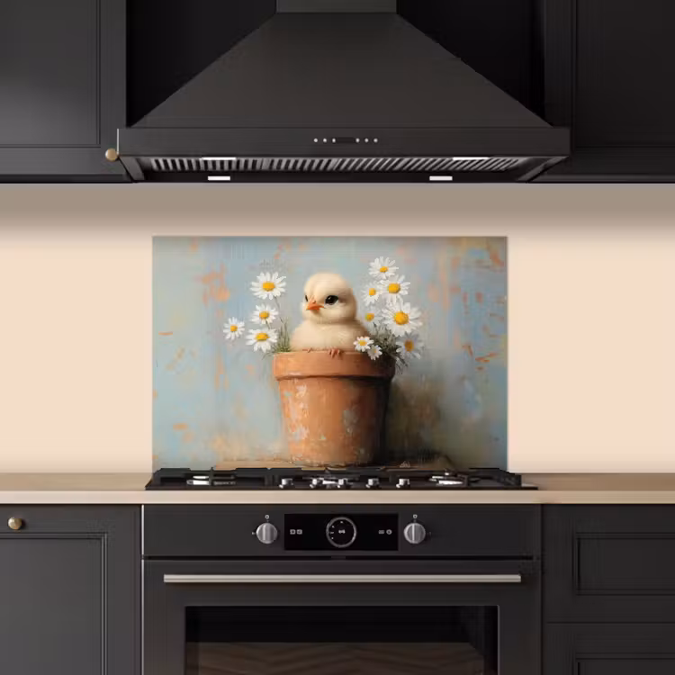 Fond de hotte - Pot de fleurs - Poussin - Fleurs — 5