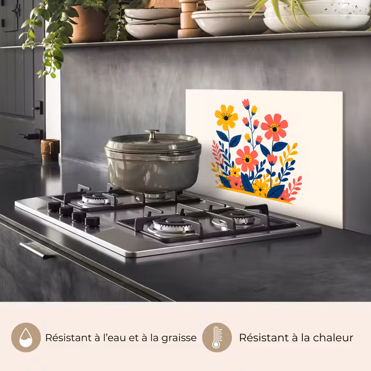 Fond de hotte - Illustration - Fleurs - Feuilles - Rose — 2