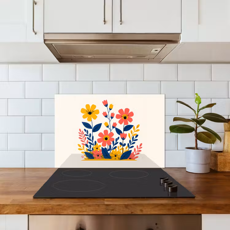 Fond de hotte - Illustration - Fleurs - Feuilles - Rose — 3