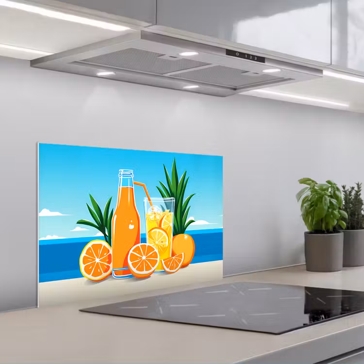 Fond de hotte - Oranges - Glaçons - Mer - Illustration — 1