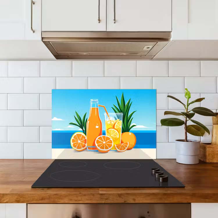Fond de hotte - Oranges - Glaçons - Mer - Illustration — 3