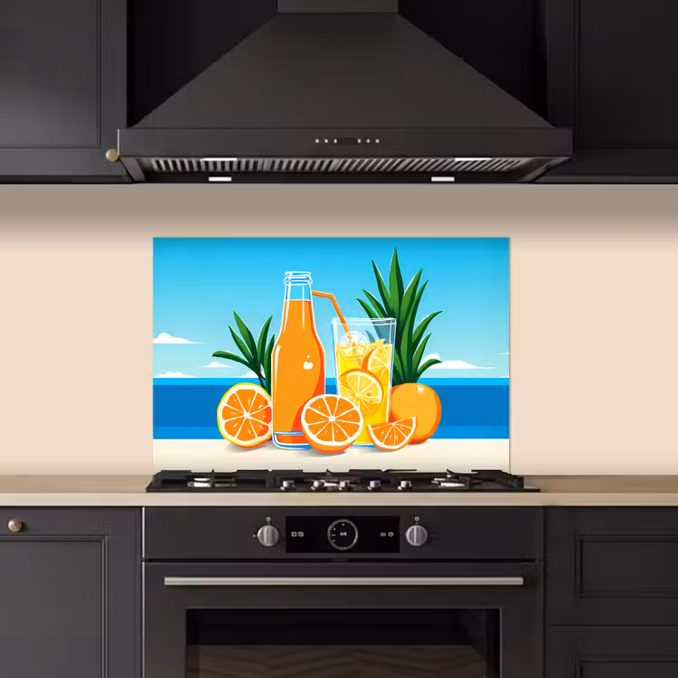 Fond de hotte - Oranges - Glaçons - Mer - Illustration — 5