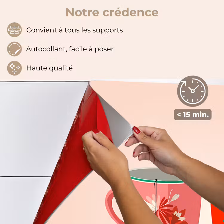 Fond de hotte - Tasses à thé - Fleurs - Rose - Sachets de thé — 4