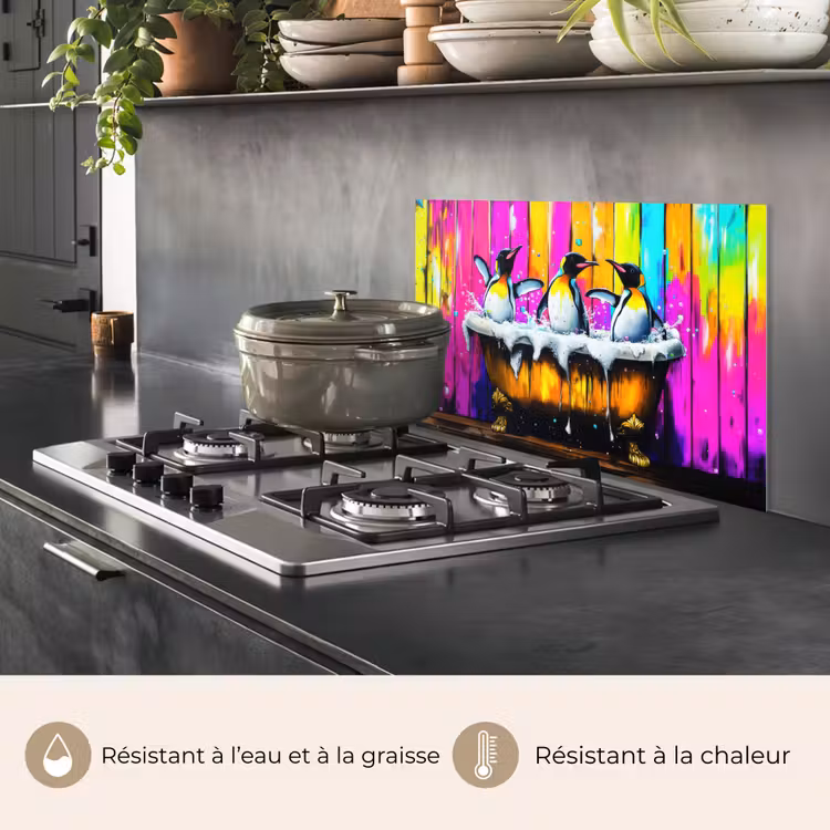 Fond de hotte - Pingouins - Baignoire - Colorée - Mousse — 2