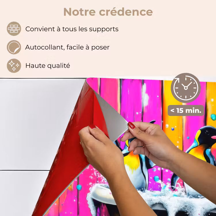 Fond de hotte - Pingouins - Baignoire - Colorée - Mousse — 4