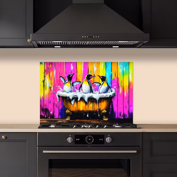 Fond de hotte - Pingouins - Baignoire - Colorée - Mousse — 5
