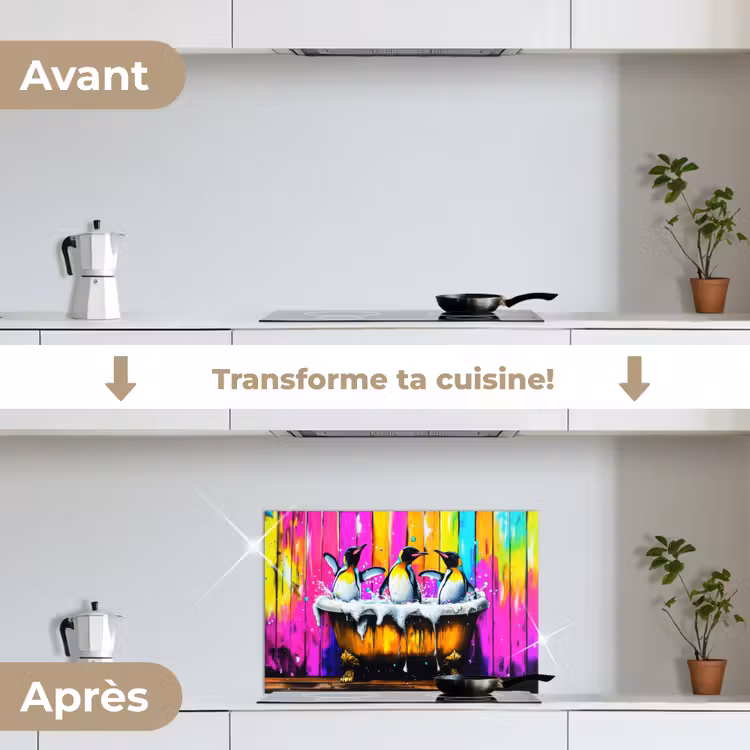 Fond de hotte - Pingouins - Baignoire - Colorée - Mousse — 7