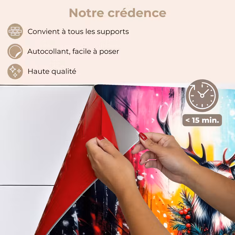 Fond de hotte - Renne - Bois - Couronne - Coloré — 4