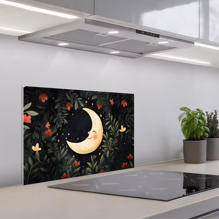 Fond de hotte - Lune - Fleurs - Ciel nocturne — 1