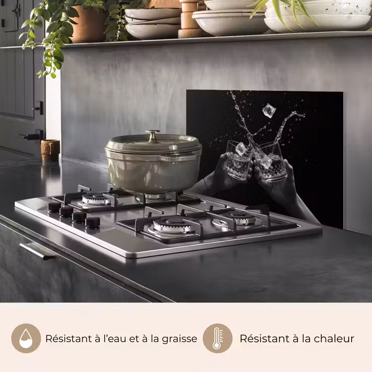 Fond de hotte - Verres à whisky - Glace - Splashes - Noir — 2