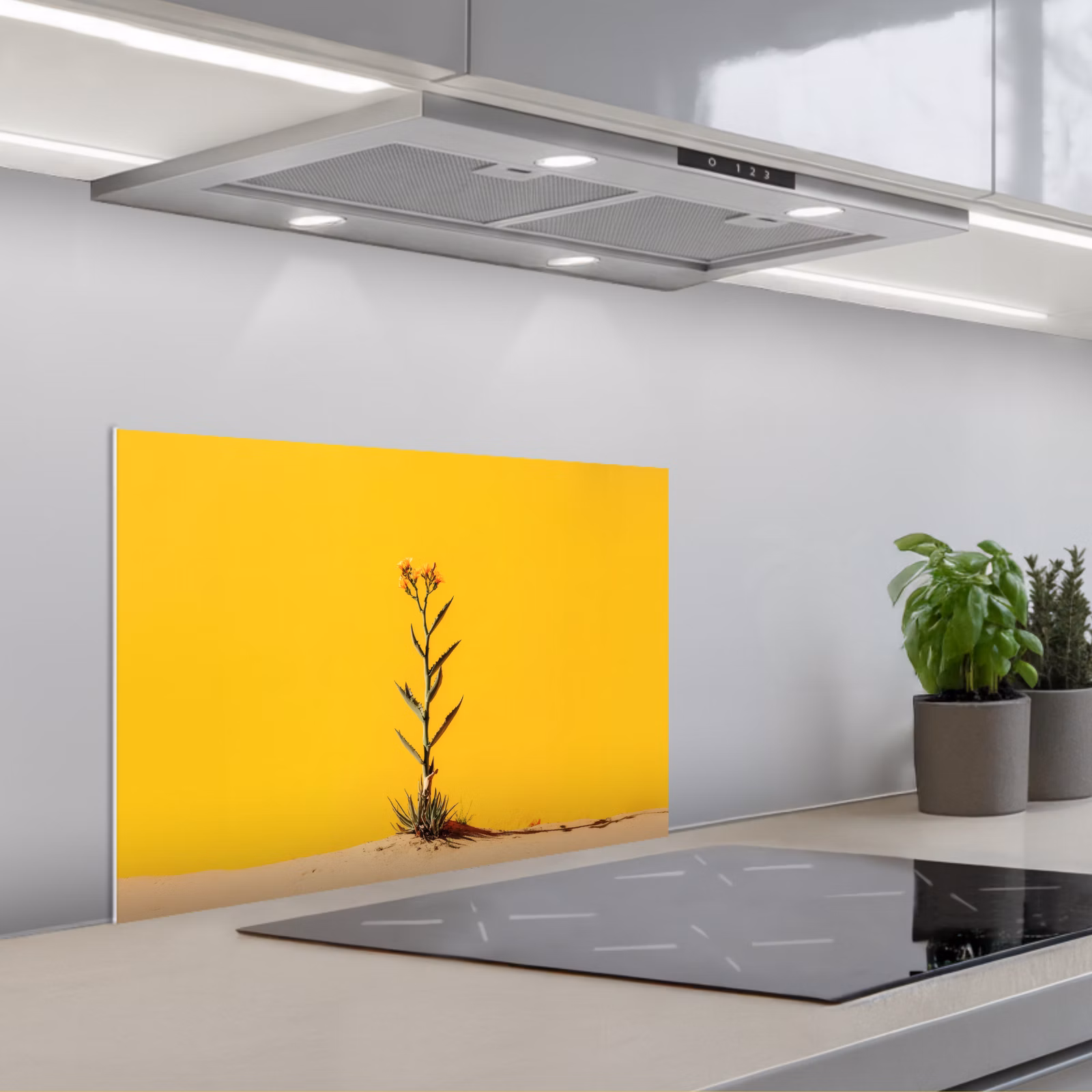 Fond de hotte - Sable - Plante - Jaune - Minimaliste — 1
