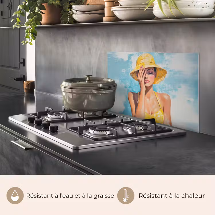 Fond de hotte - Peinture - Femme - Chapeau - Jaune — 2