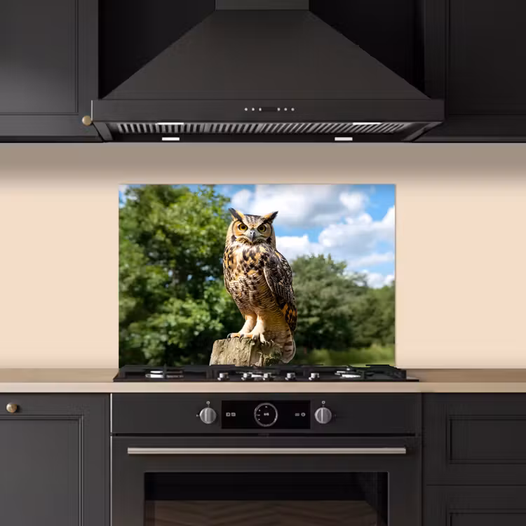 Fond de hotte - Hibou - Tronc d'arbre - Forêt - Ciel — 5